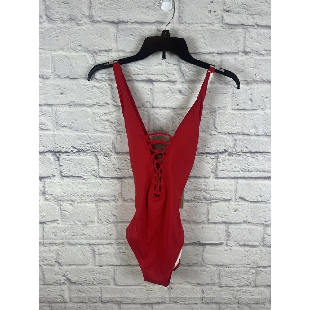 Michael Kors NWT Red Lace Front One Piece Swimsuit Beachy Size 6